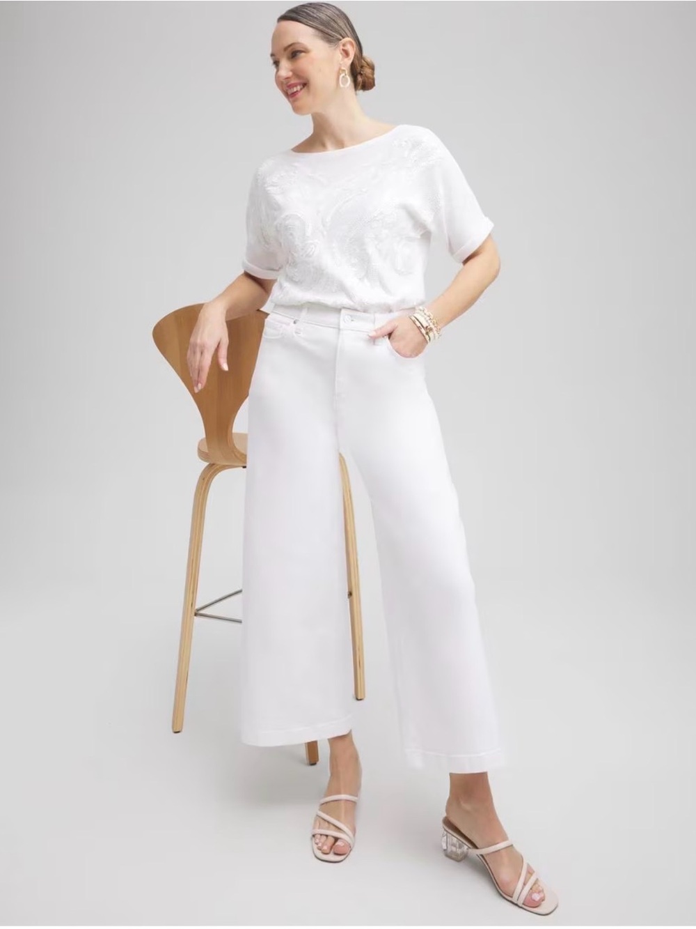 NWT Chicos white high rise wide leg Cropped jeans - 6 (.5)